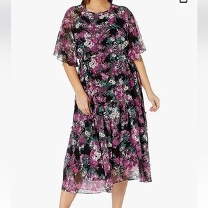 TIERED FLORAL MAXI CHIFFON DRESS